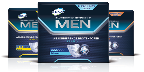 Средства защиты для мужчин TENA Men, подгузники-трусы TENA Men Active и урологические вкладыши TENA Men, уровень 2 Средства защиты для мужчин TENA Men, подгузники-трусы TENA Men Active и урологические вкладыши TENA Men, уровень 2
